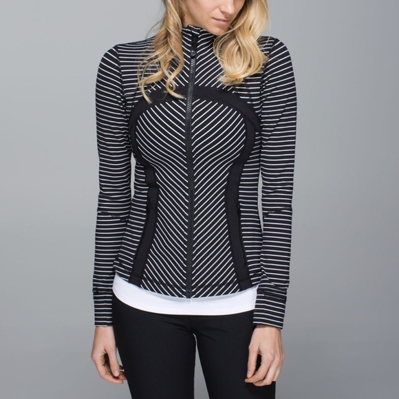 Lululemon Define Jacket Sz 10 In Parallel Stripe Black White / Black - Picture 1 of 9